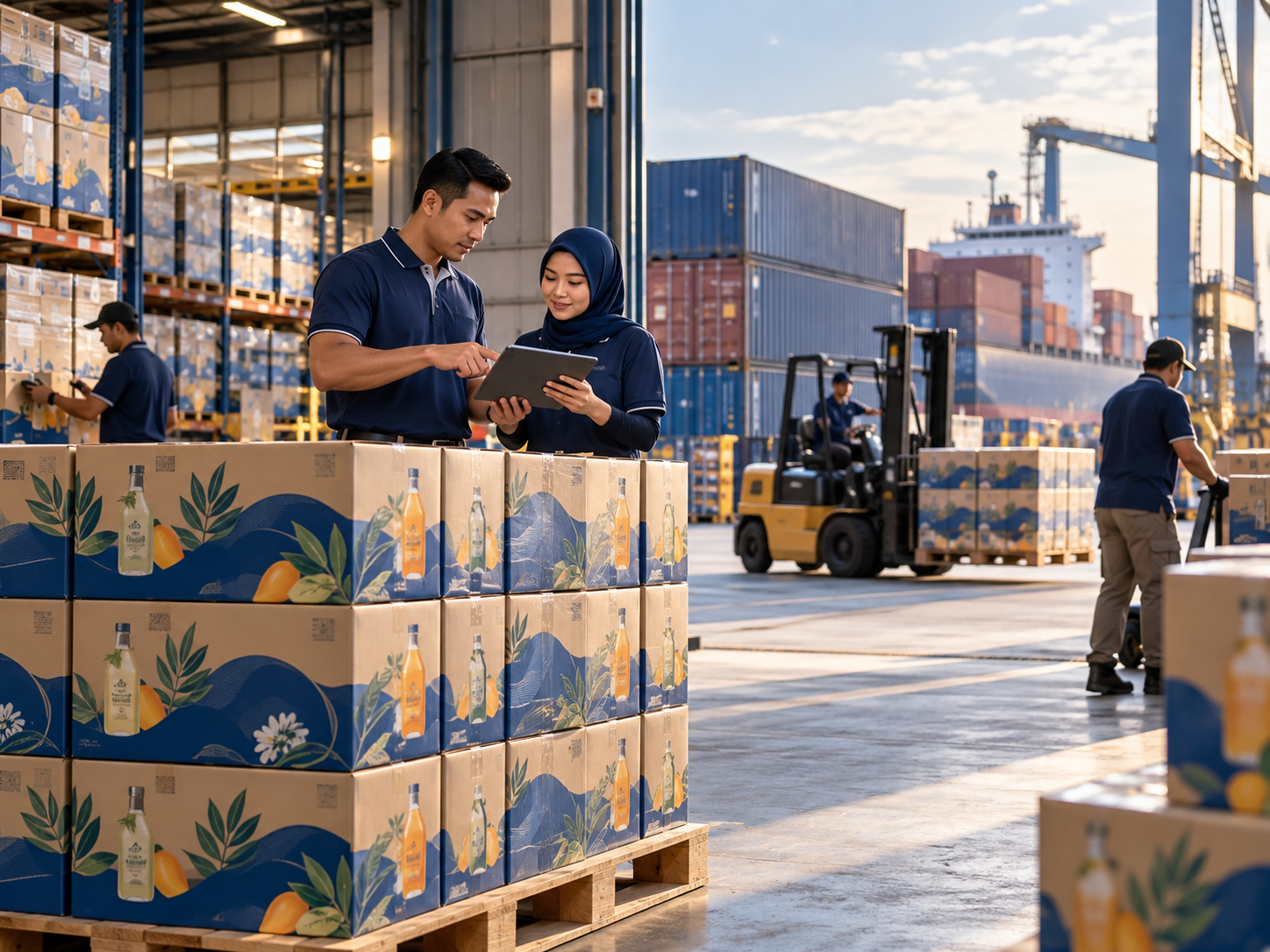 Ilustrasi logistik eksport minuman